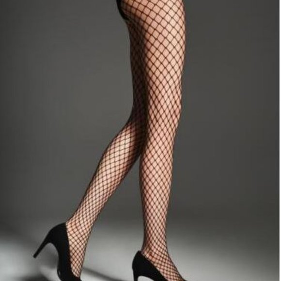 NWT Black Fishnet Tights Hosiery, FIORE, Size Medium - Picture 1 of 3